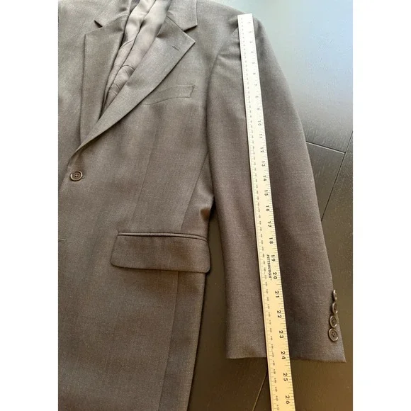 Brooks Brothers 346 Stretch Suit Mens‎ 40R Gray Wool 2-PC Set Jacket Pants 34x28